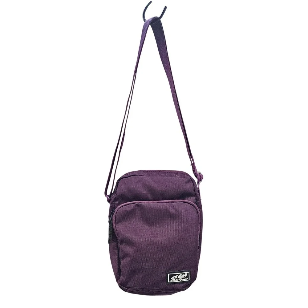 Eddie Bauer Purple Canvas Crossbody Bag Small Utility Messenger Travel Pouch